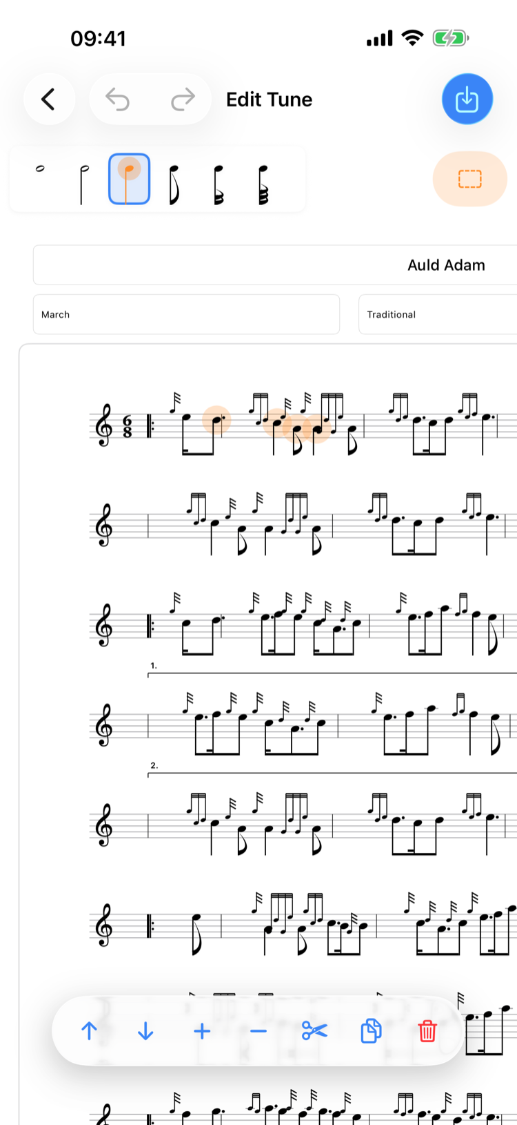 Multi-note range selection