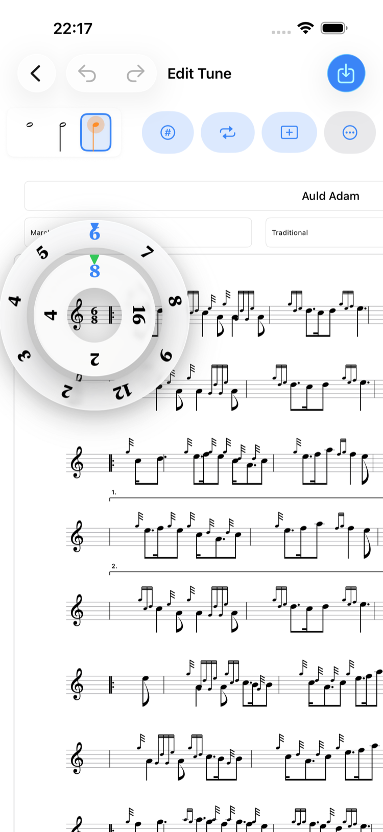 Time signature picker